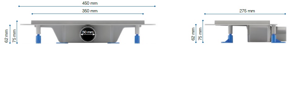 Rohový sprchový odtokový žlab KLASIK - lesk