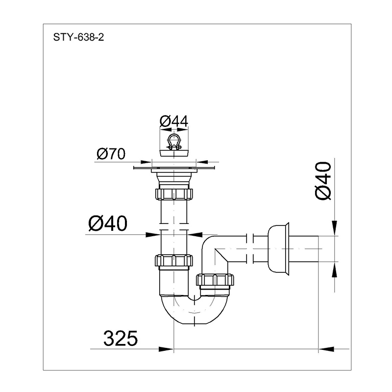 Dřezový sifon trubkový STY-638-2