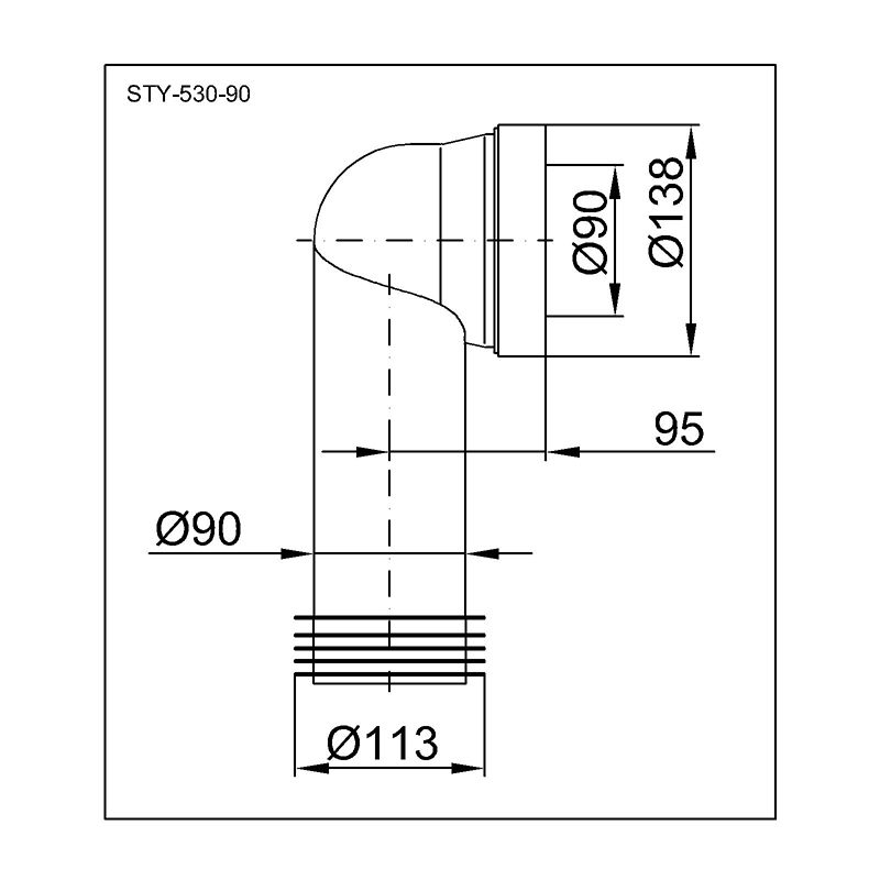 Připojovací koleno wc STY-530-90