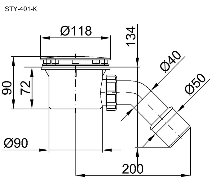 Vaničkový sifon STY-401-K 90mm