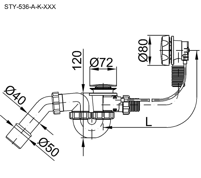 Vanový sifon automat STY-536-AKD-83